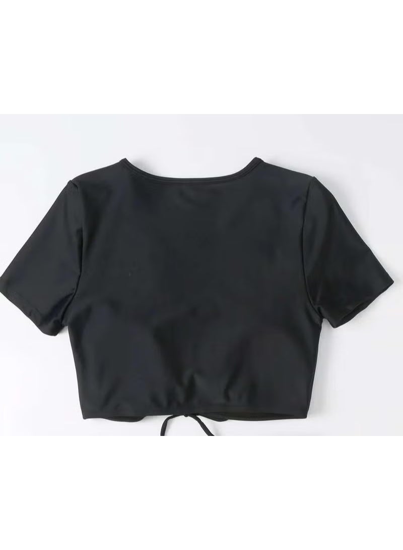 Angelsin Special Design Half Sleeve Ruffle Detailed Bikini Top - Image 1